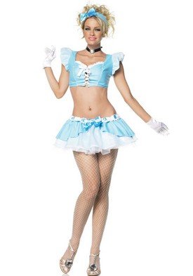Sexy 5PC Ice Princess Includes Headband, Cameo Choker, Crop Top, Gloves and Petticoat Skirt