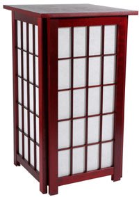 Unique Home Décor - 27 inch Tall Hokkaido End Table / Nightstand Shoji Lantern - CHERRY ROSEWOOD