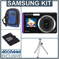 Samsung DualView TL225 Digital Point & Shoot Camera Kit, - Purple - with 4 GB Micro SD Memory Card,,Camera Case, Table Top Tripod