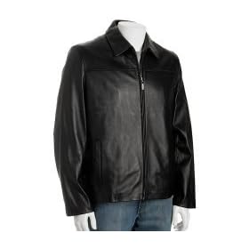 Buy Cole Haan black leather zip front jacket
