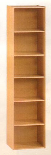 6 SHELF WOODEN CABINET / BOOKECASE IN NATURAL FINISH 