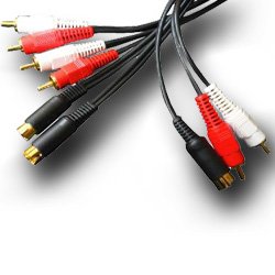 【クリックでお店のこの商品のページへ】フジパーツ 分配S端子AVケーブル 1S/2ピン-2S/4ピン 2m FVC-132