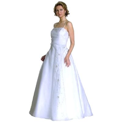 Classic Spaghetti Straps Flower Embroidered Caviar A Line Wedding Gown Picture