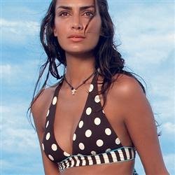 OndadeMar Chocolate Dots fixed halter set with full bottom bikini