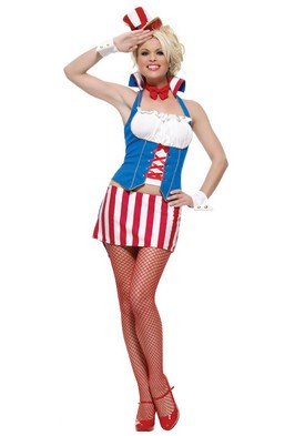 Sexy 4PC Miss Firecracker , Includes Top, Skirt, Bow Tie, and Top