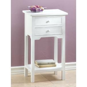 White Telephone Table, End Table or Night Stand with 2 Drawers