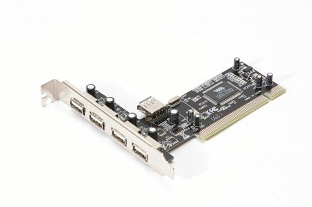 Elektronik und Foto: ASSMANN Electronic DIGITUS USB2.0 ADD on Karte PCI intern 4xUSB ext. 1xUSB int.