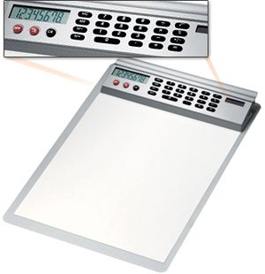 Elektronik und Foto: ALU-Klemmbrett inkl. DUAL POWER Taschenrechner