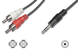 Zubeh&ouml;r: 10m 3,5mm Klinke Stecker an 2 x Chinch Stereo Cinch Cynch Anschlusskabel Anschluss Kabel 2x Stecker auf 2x Stecker 10,0m 10.0m 10,0 10.0 m 3,5 mm Klinke stereo Cinch Kabel