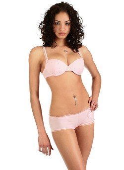 Rhinestone Sexy Demi-Cup Bra Woman Panty Set