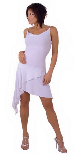 Sexy Seductive Short Evening Club Cocktail Draped-neck Dress with Flutter Hem from Hot Fash Dresses - JULIA White
