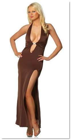 Sexy Long Dress With Slit Sides and Rhinestone Buckle