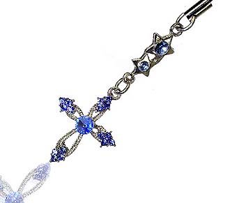Festplatten: SUSHI Handyschmuck Swarovski Luxus Kreuz blau SC16b