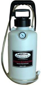 Motive Products Power Extractor Allows Easy Evacuation of Engine Oil, Transmission Fluid, Brake Fluid and other Fluids 