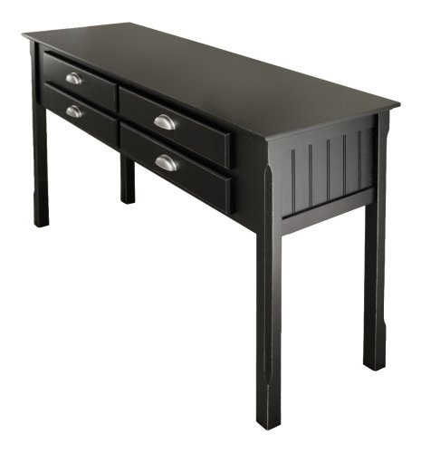 Winsome Wood Hall Table with 4 Drawers, Black 