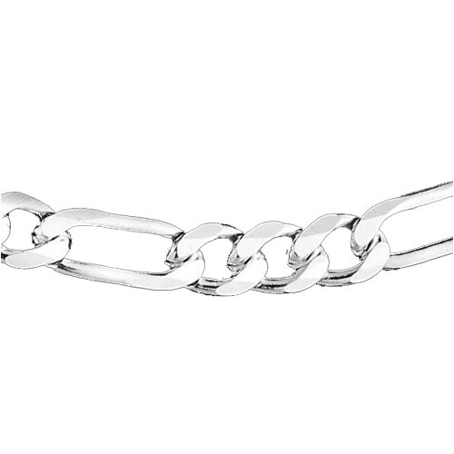 Medium Figaro Sterling Silver Necklace 8mm Wide