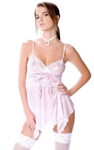 Sexy Lace chemise triangle cross top with sheer skirt