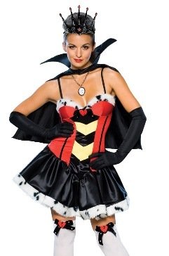 Halloween Adult Womens Sexy Costumes Queen of Hearts Alice in Wonderland Dress Costume Theme Party Outfit