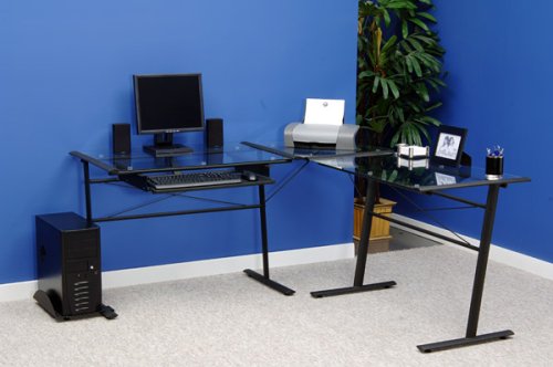 Portofina LS Workcenter Black Finish And Clear Glass By Studio RTA Furniture