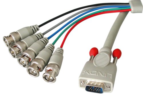 Verst&auml;rker und Receiver: VGA Anschlusskabel 15 pol. HD Stecker / 5xBNC Stecker 1,8m