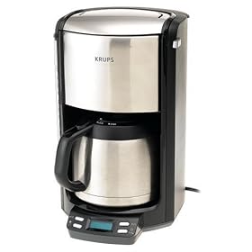 Krups FMF5 10-Cup Programmable Coffeemaker with Thermal Carafe, Black with Stainless Steel by Coffee Makers