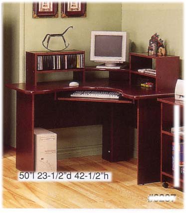 CORNER WORKSTATION WITH KEYBOARD DRAWER IN CHERRY