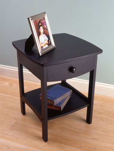 Winsome 20218 Black Beechwood END TABLE/NIGHT STAND WITH ONE DRAWER