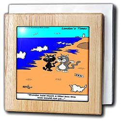 Cat Discovers Worlds Largest Litter Box - 6 Inch Tile Napkin Holder by 3dRose LLC