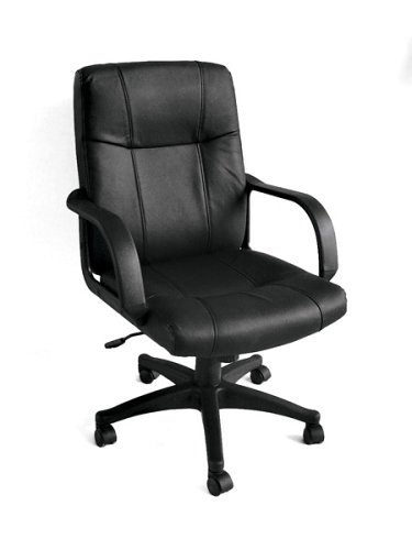"Madison" Leather Executive Office Chair w/ Black Base & Gas Lift & Tilt w/ Lumbar Support