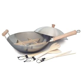 Concept Housewares Professional 7-pc. Carbon Steel Wok Set - 14" by 