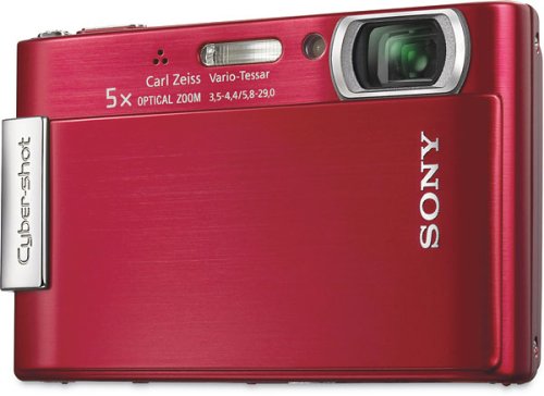 Sony Cybershot DSC-T200 8.1MP Digital Camera with 5x Optical Zoom with Super Steady Shot Image Stabilization (Red)