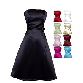 50’s Strapless Satin Formal Bridesmaid Prom Dress