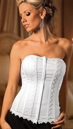Sexy Beautiful White Cotton Long Line Corset