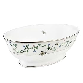Lenox Idalia Bone China Platinum Banded Open Vegetable Bowl by Lenox