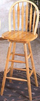 29 inch H Arrow Back Windsor Bar Stool with Swivel Seat in All Natual Finish