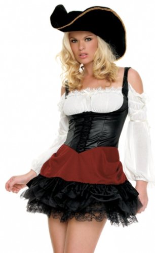 Sexy Halloween Costume Female Romantic Lady Pirate Swashbuckler Buccaneer Girl Skirt Dress Outfit