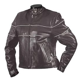 Leather Jacket - Jafrum Ladies Scooter Leather Jacket with Reflective Piping