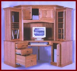 6 PC Corner Computer Center-Maple (Natural Finish)