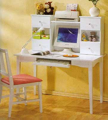 Princess White Finish Desk With Hutch And Chair 
