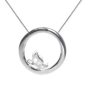 Amazon.com: Sterling Silver Open Circle with Center Butterfly Pendant on 16+2in Box Chain Necklace: Jewelry & Watches: SkyeSterling from amazon.com