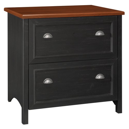 Bush Furniture Stanford Collection Lateral File, Antique Black/Hansen Cherry