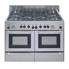 Delonghi 48 Stainless Steel Freestanding Dual Fuel Range with Electric Convection Oven. by Convection Ovens