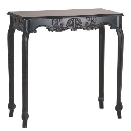 Hall/Sofa Table; Scallop Detail, Black Distressed Finish.