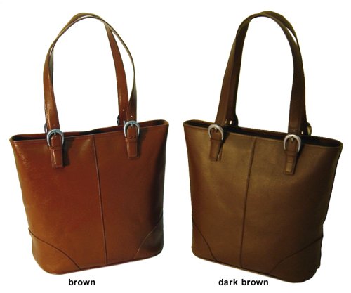 Elegant Boxy Leather Tote - Brown