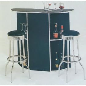 3 Piece Black w Chrome Accents Bar Unit by 