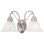 Globe Candice Two-Light Downward Wall Sconce, Brushed Steel with Alabaster Globes #61065