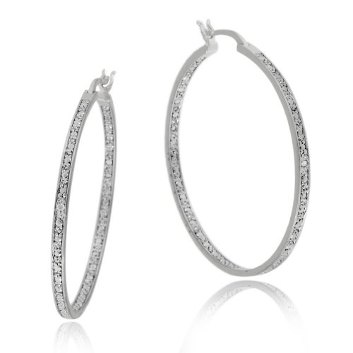 Sterling Silver Diamond-Accent Hoop Earrings