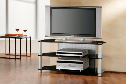 Verst&auml;rker und Receiver: VCM Arezzo TV-LCD-Rack schwarzglas