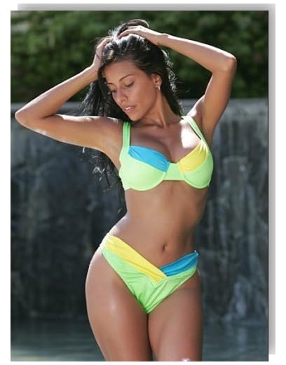 Calypso Sexy Babe Hot Bikini Girl Thong Underwire Bra Panty Set Lingerie Model