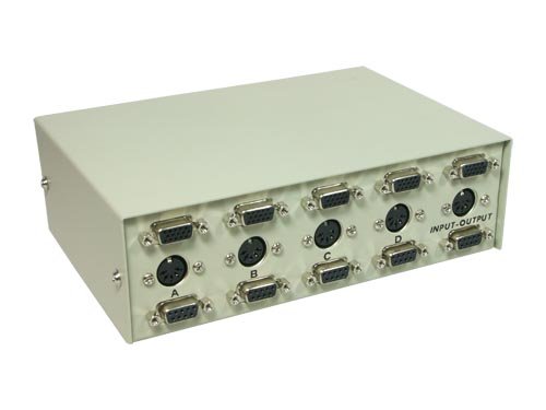 Kompaktanlagen: KVM-Switch, manuell, 4-fach, DIN 5pol und serielle